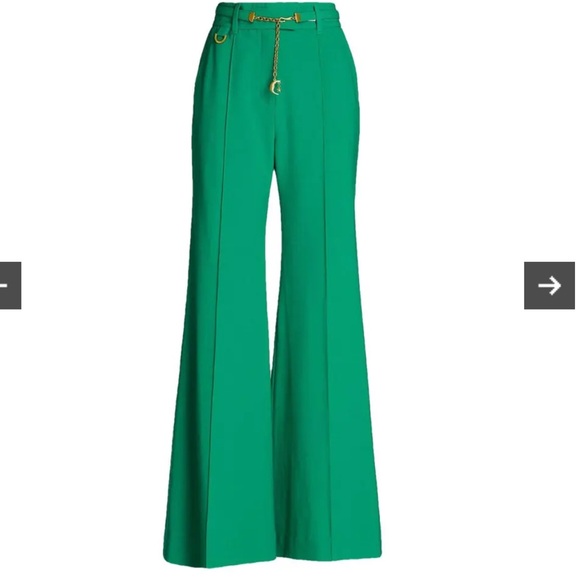 Zimmermann Vibrant Green Wool Wide-Leg Pants